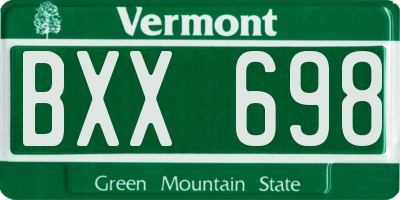 VT license plate BXX698