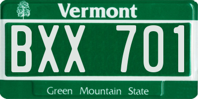 VT license plate BXX701