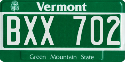 VT license plate BXX702