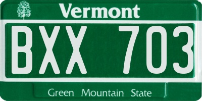 VT license plate BXX703