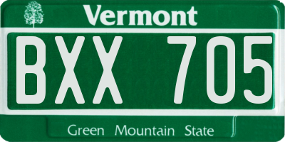 VT license plate BXX705