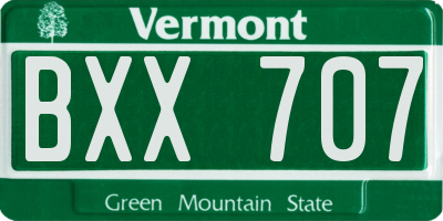VT license plate BXX707
