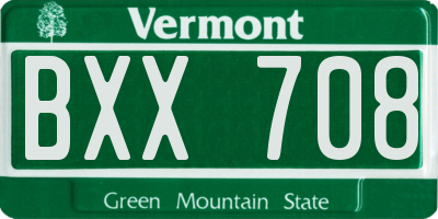 VT license plate BXX708
