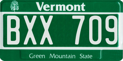 VT license plate BXX709