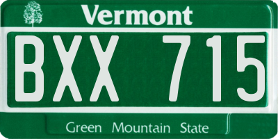 VT license plate BXX715