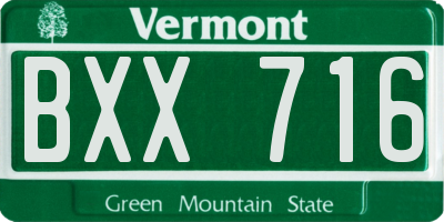 VT license plate BXX716