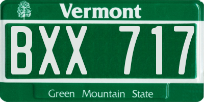 VT license plate BXX717