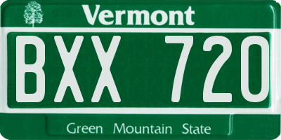 VT license plate BXX720