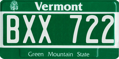 VT license plate BXX722