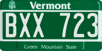 VT license plate BXX723