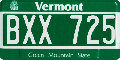 VT license plate BXX725