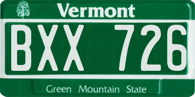 VT license plate BXX726