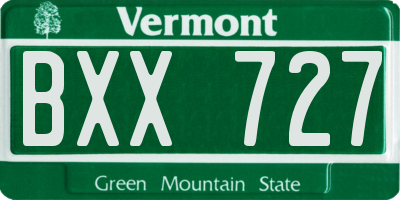 VT license plate BXX727