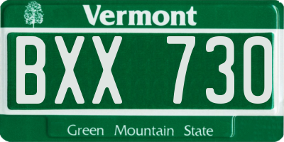 VT license plate BXX730