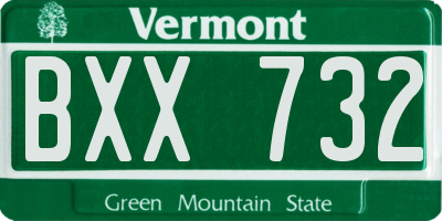 VT license plate BXX732