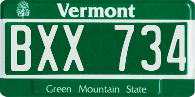 VT license plate BXX734