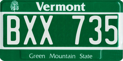 VT license plate BXX735
