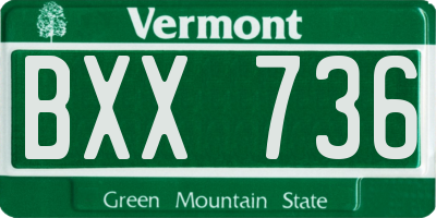 VT license plate BXX736
