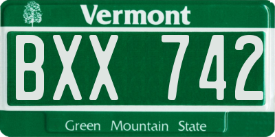 VT license plate BXX742