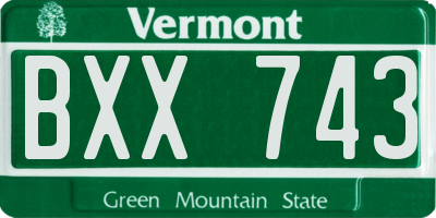 VT license plate BXX743
