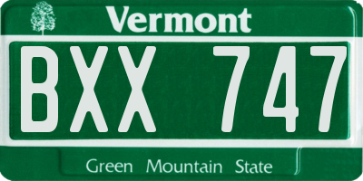 VT license plate BXX747