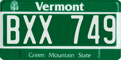 VT license plate BXX749
