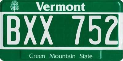 VT license plate BXX752