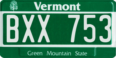 VT license plate BXX753