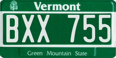 VT license plate BXX755