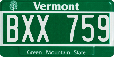 VT license plate BXX759