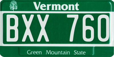 VT license plate BXX760