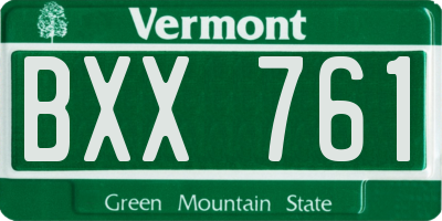 VT license plate BXX761