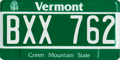 VT license plate BXX762