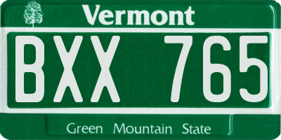VT license plate BXX765