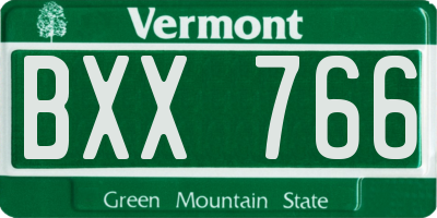 VT license plate BXX766