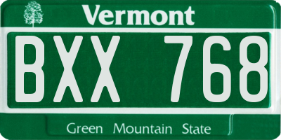 VT license plate BXX768