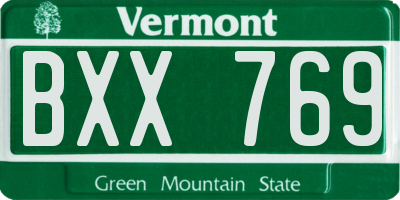 VT license plate BXX769