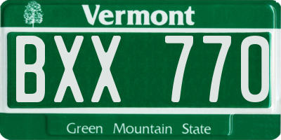 VT license plate BXX770