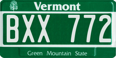 VT license plate BXX772