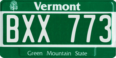 VT license plate BXX773