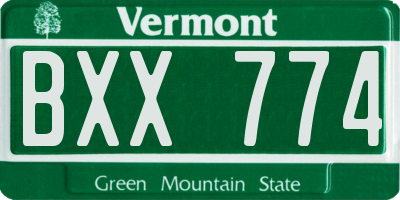 VT license plate BXX774