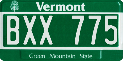 VT license plate BXX775
