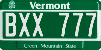 VT license plate BXX777