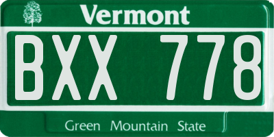 VT license plate BXX778