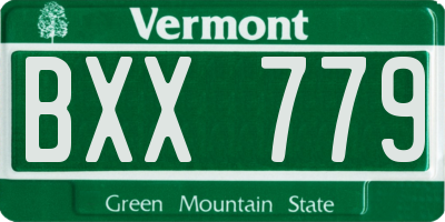 VT license plate BXX779