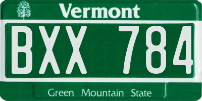 VT license plate BXX784
