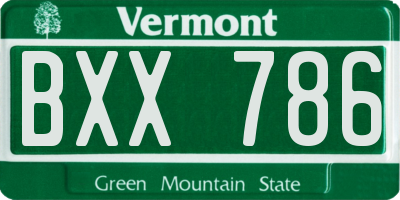 VT license plate BXX786