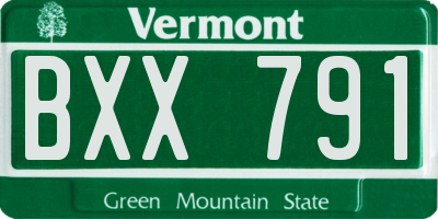 VT license plate BXX791