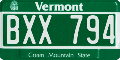 VT license plate BXX794