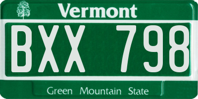 VT license plate BXX798
